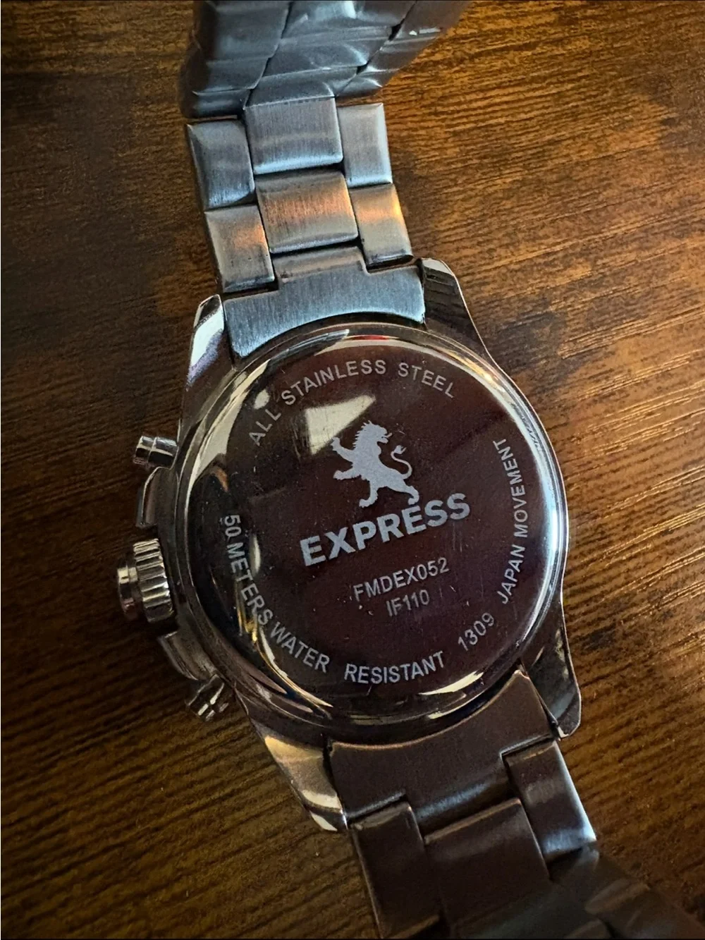 Express Men’s Silver Bracelet Watch with Black Dial Stainless Steel